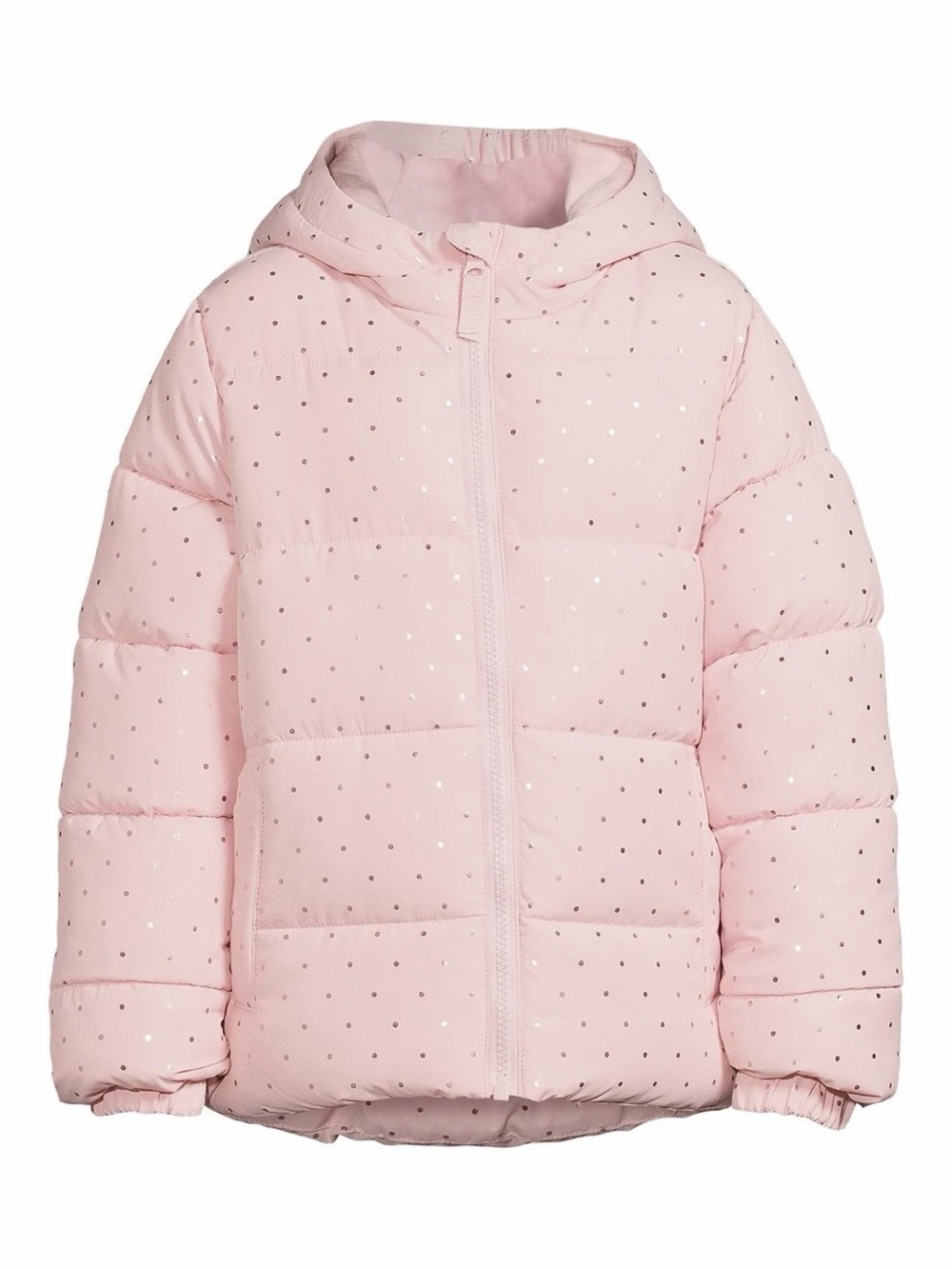 New Swiss Tech Girls' Pink Heavy Puffer Coat Pink Sky with Metallic Dot Print XL